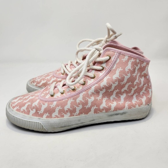 Startas Pink Canvas Unicorn Print High Top Fashion Sneakers Womens 41 US 9 Laces - Picture 4 of 9